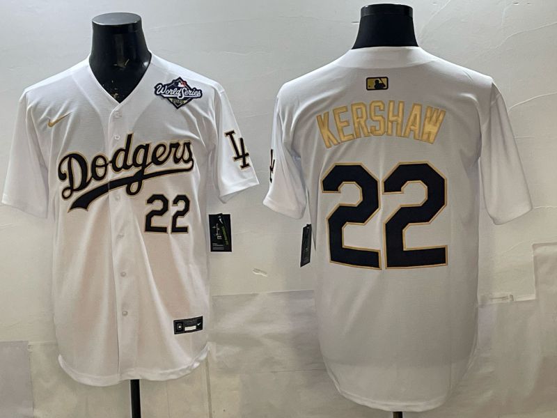 Men Los Angeles Dodgers #22 Kershaw White Gold Game 2026 Nike MLB Jersey 009->los angeles dodgers->MLB Jersey